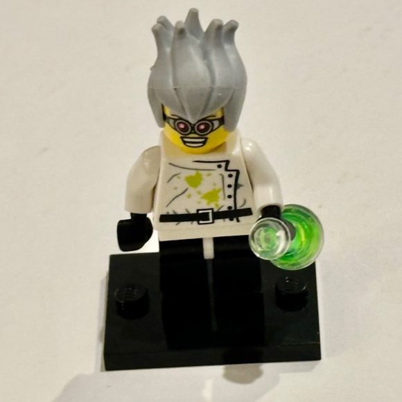 LEGO 🧪 Crazy Scientist Minifigure Mad Wild Hair, Green Beaker & Stand  Series 4 - Picture 5 of 6